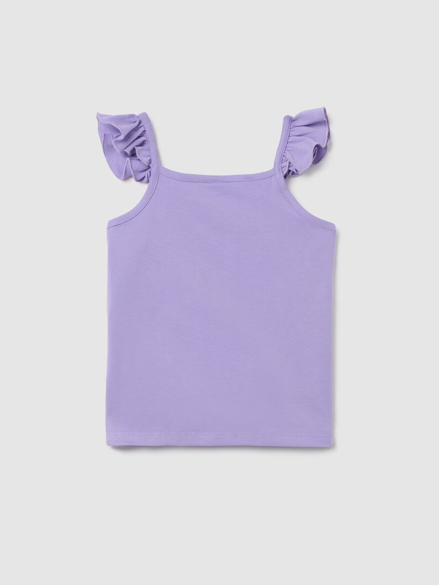 Girls' purple regular fit stretch cotton top with Disney print_1