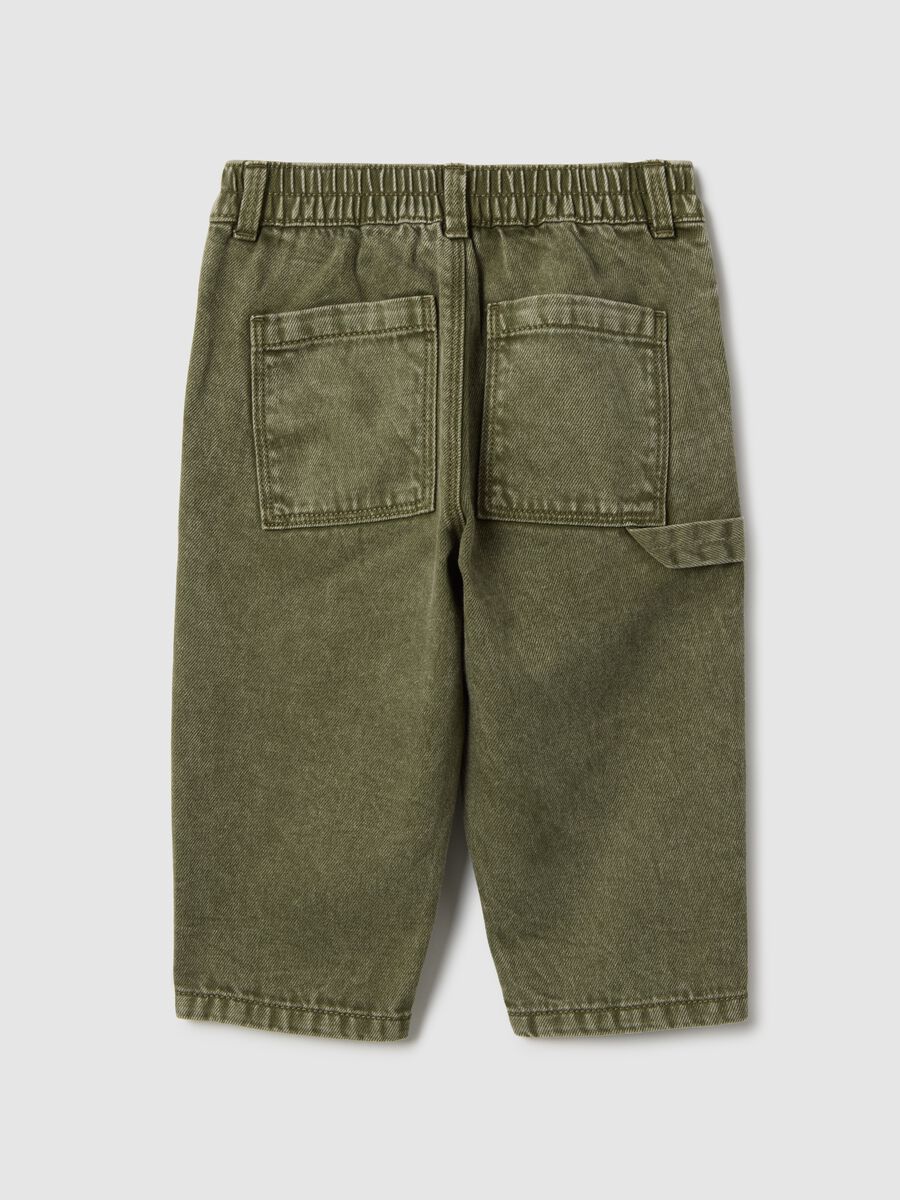Pantaloni verde militare in puro cotone per bambino_1