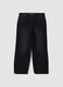 Black cotton denim wide-leg jeans_0