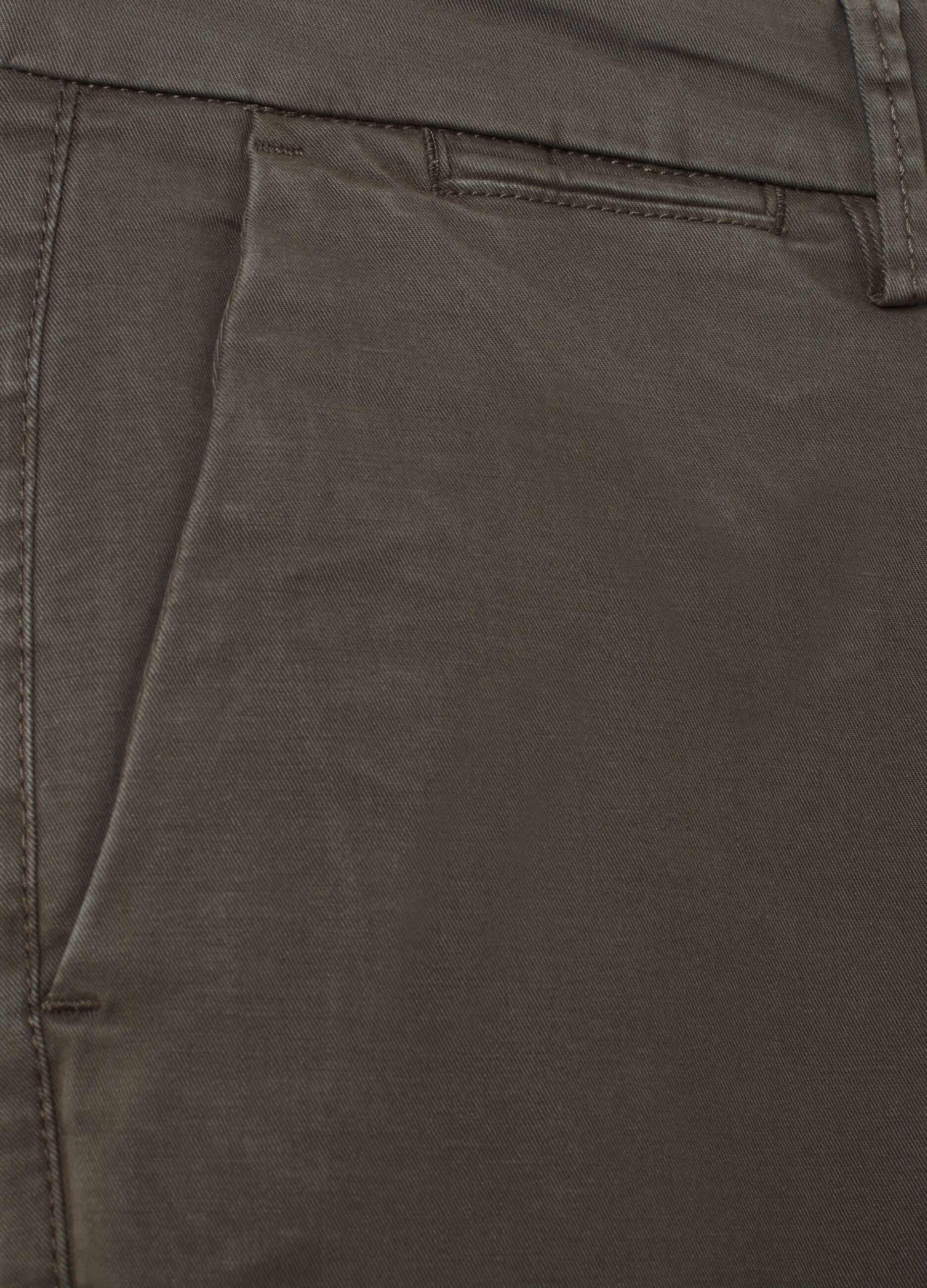 Brown stretch cotton regular fit trousers