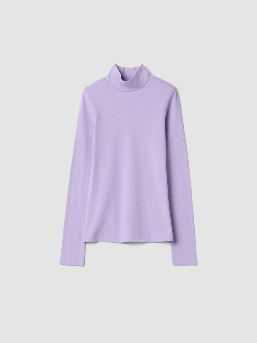 Purple organic cotton slim-fit high-neck T-shirt_0