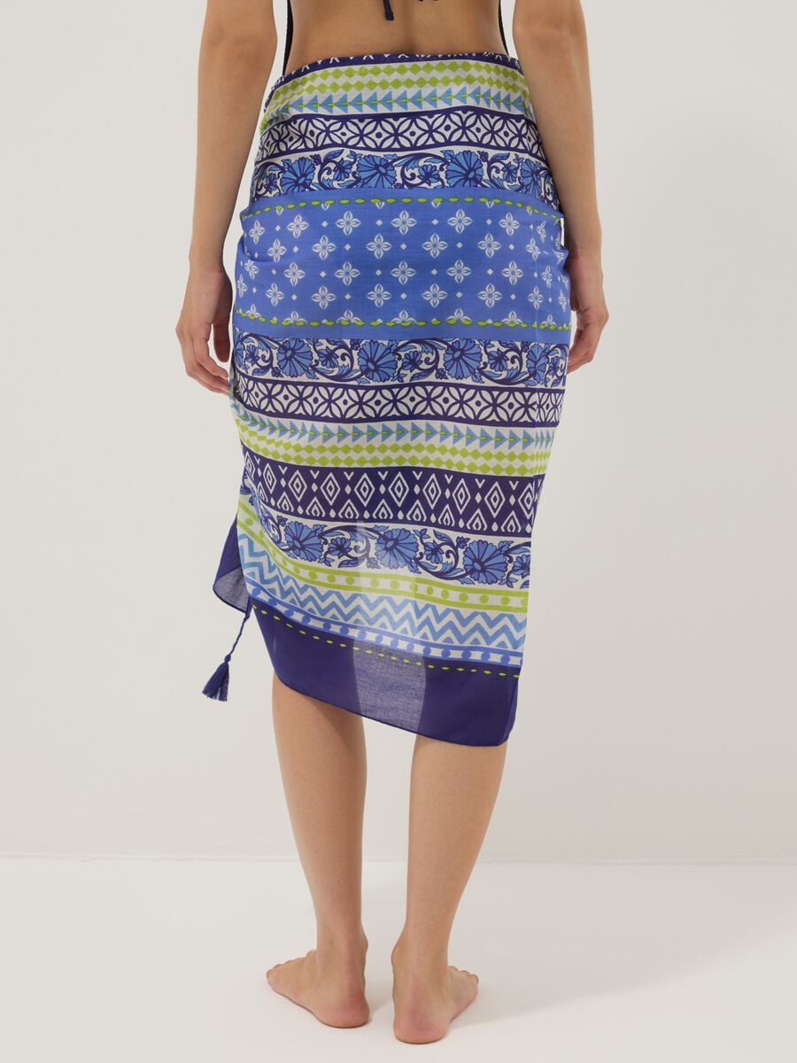 Blue pure cotton printed sarong_2