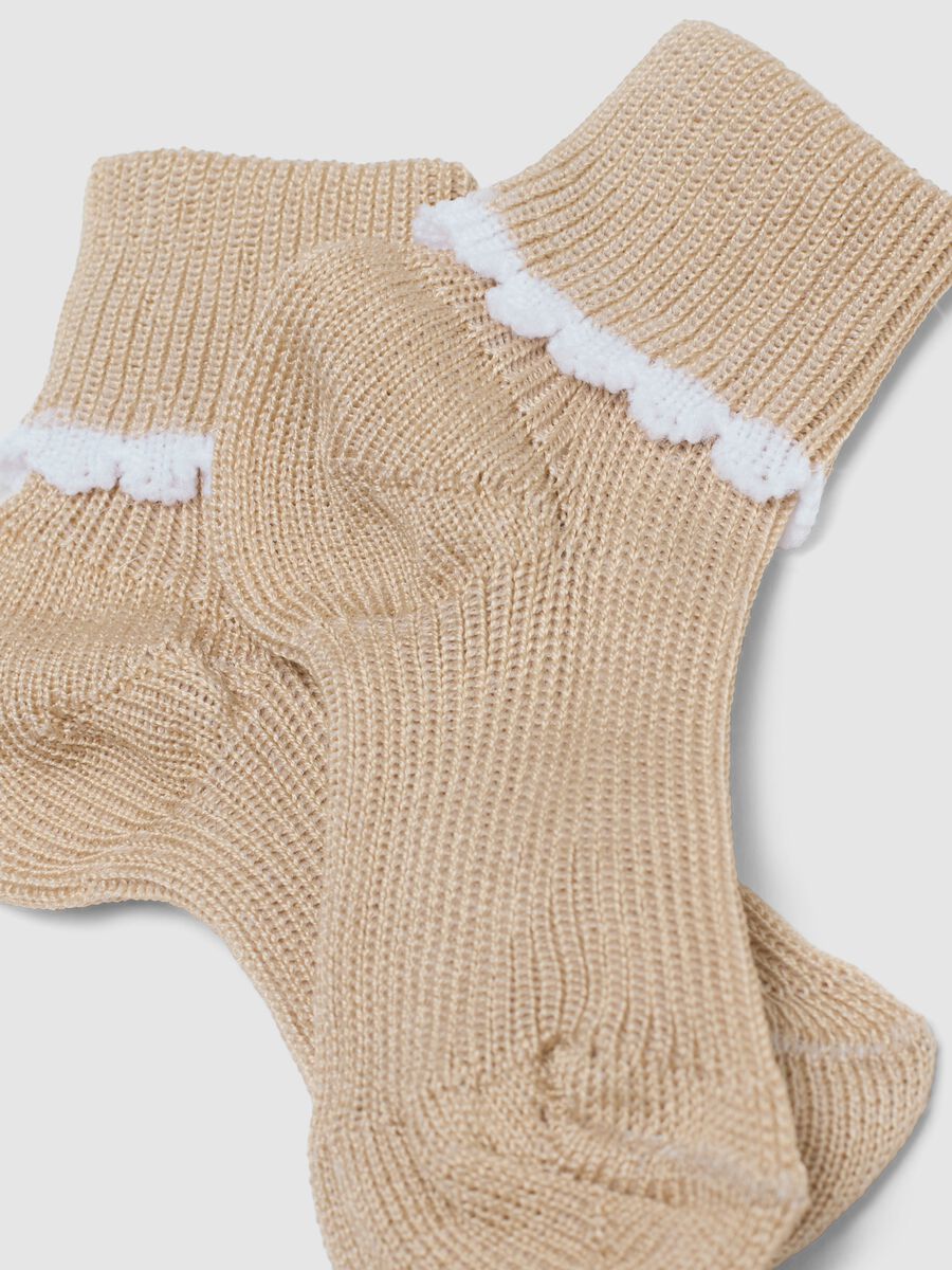 Bipack calzini in misto cotone multicolor da neonato con bordo ricamato_1