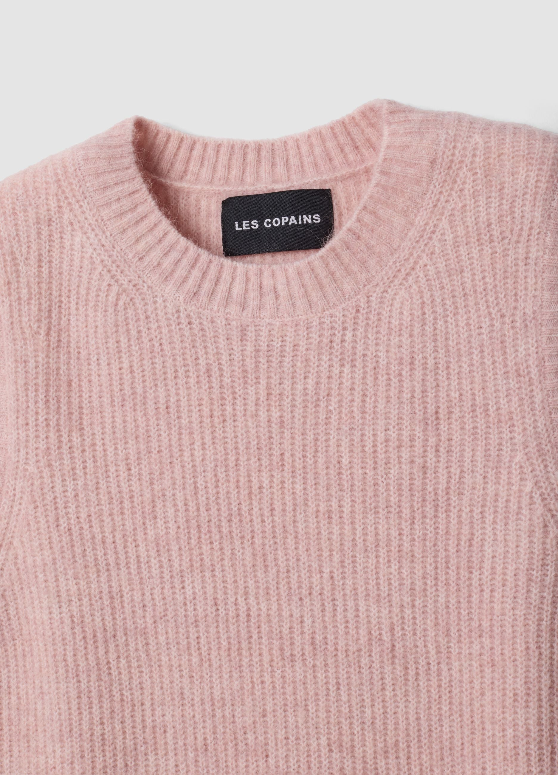Pink crew-neck wool and alpaca stretch-knit gilet