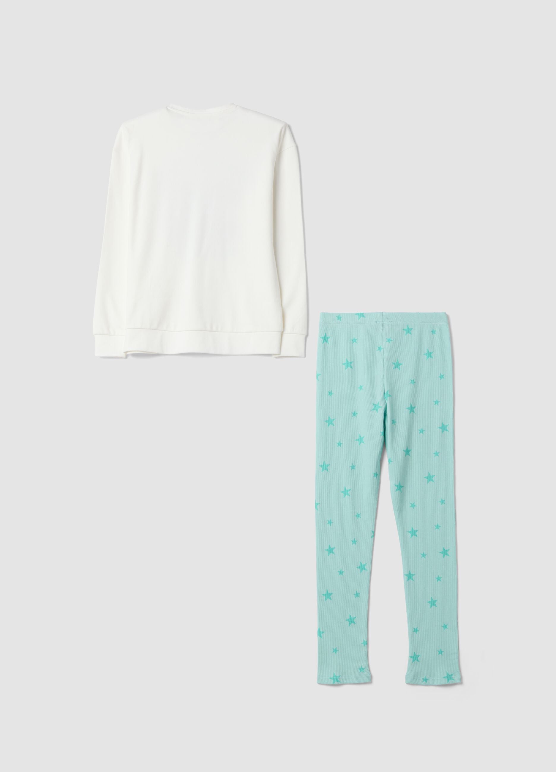 Blue organic cotton crew-neck pyjamas