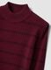 Dark red viscose-blend fitted jumper with funnel neck_5