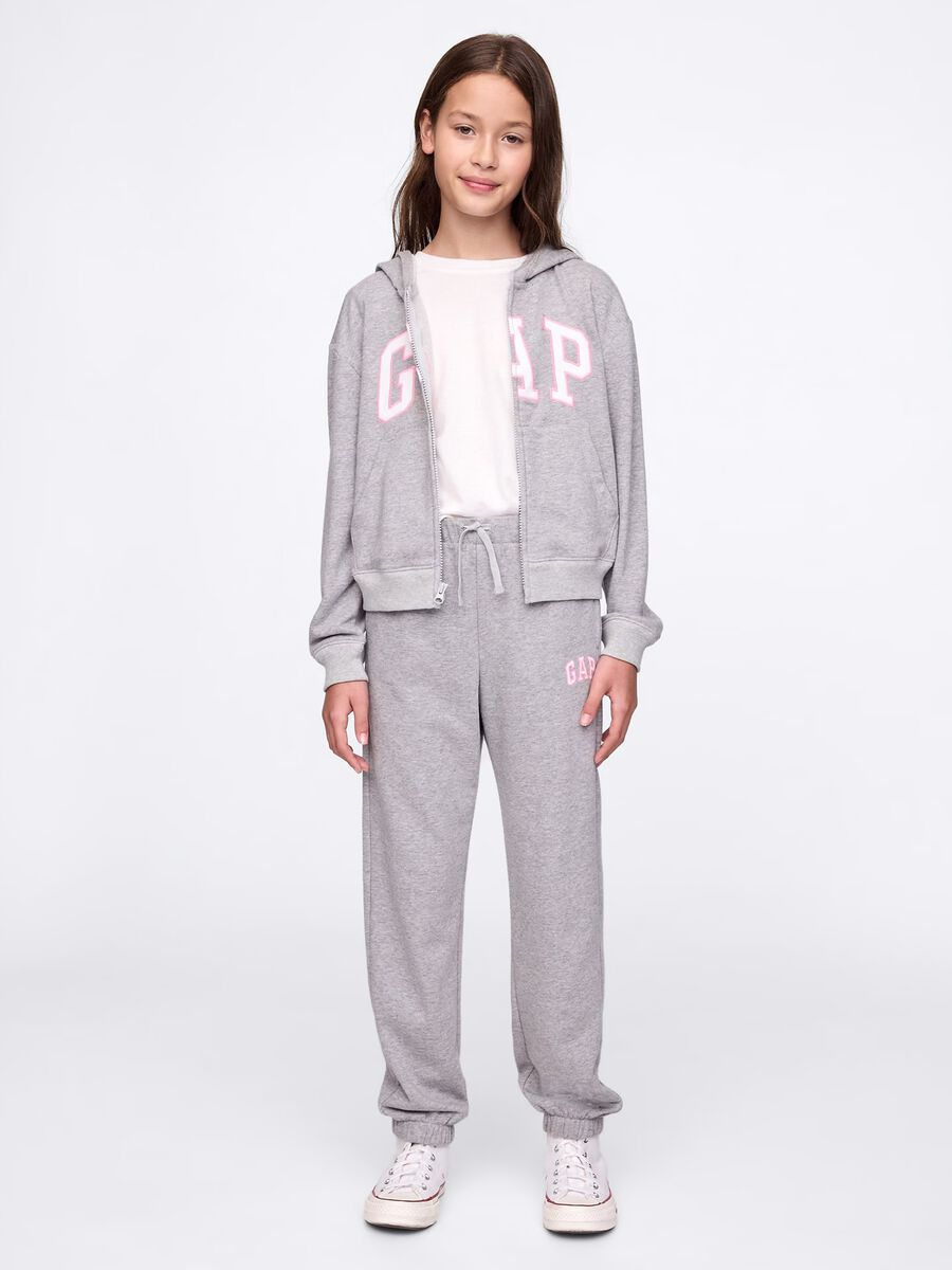 Grey joggers with drawstring and logo patch_0