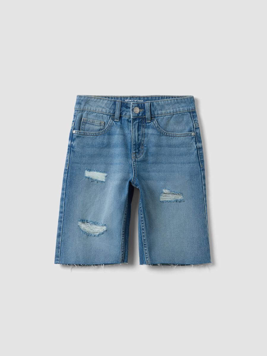 Pantaloni corti blu in denim regular fit per ragazzo_0