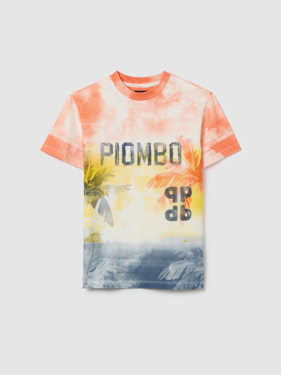 Yellow and orange dip-dye T-shirt with logo and palms print_3