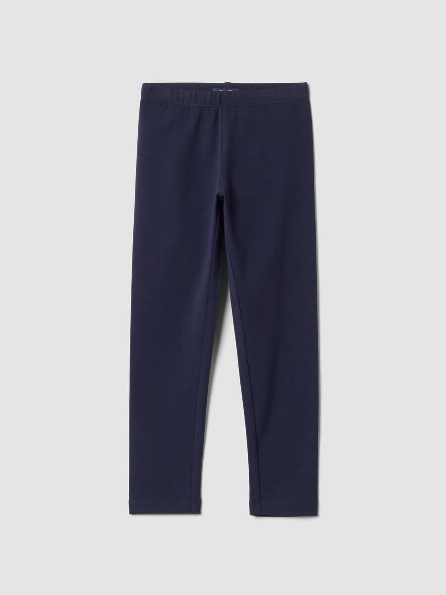 Leggings blu in cotone elasticizzato skinny fit_0