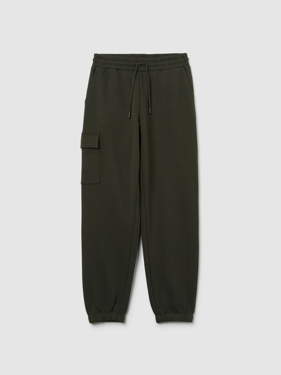 Green Cotton Blend Regular Fit Cargo Trousers_4