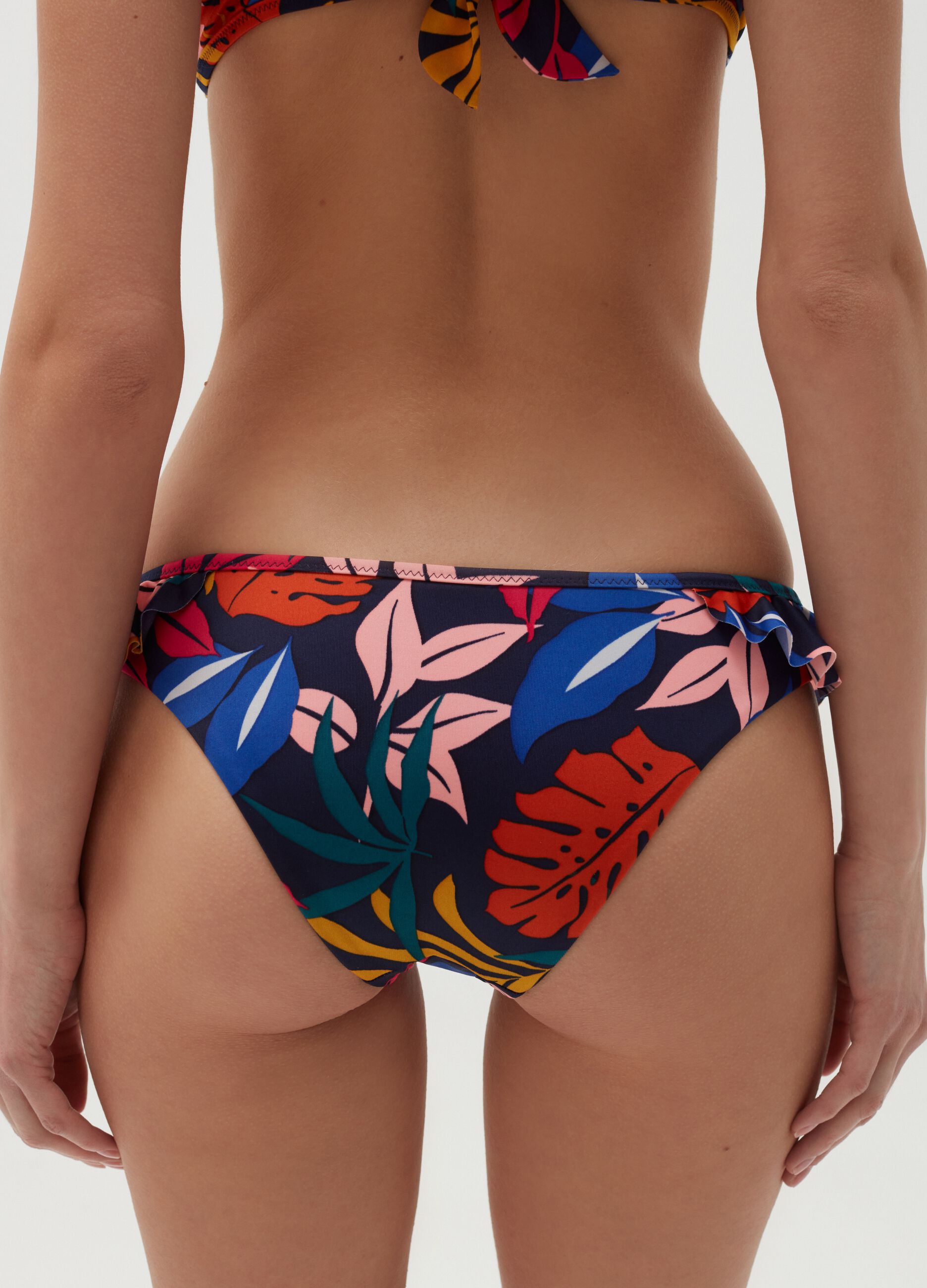 Bikini briefs with foliage print