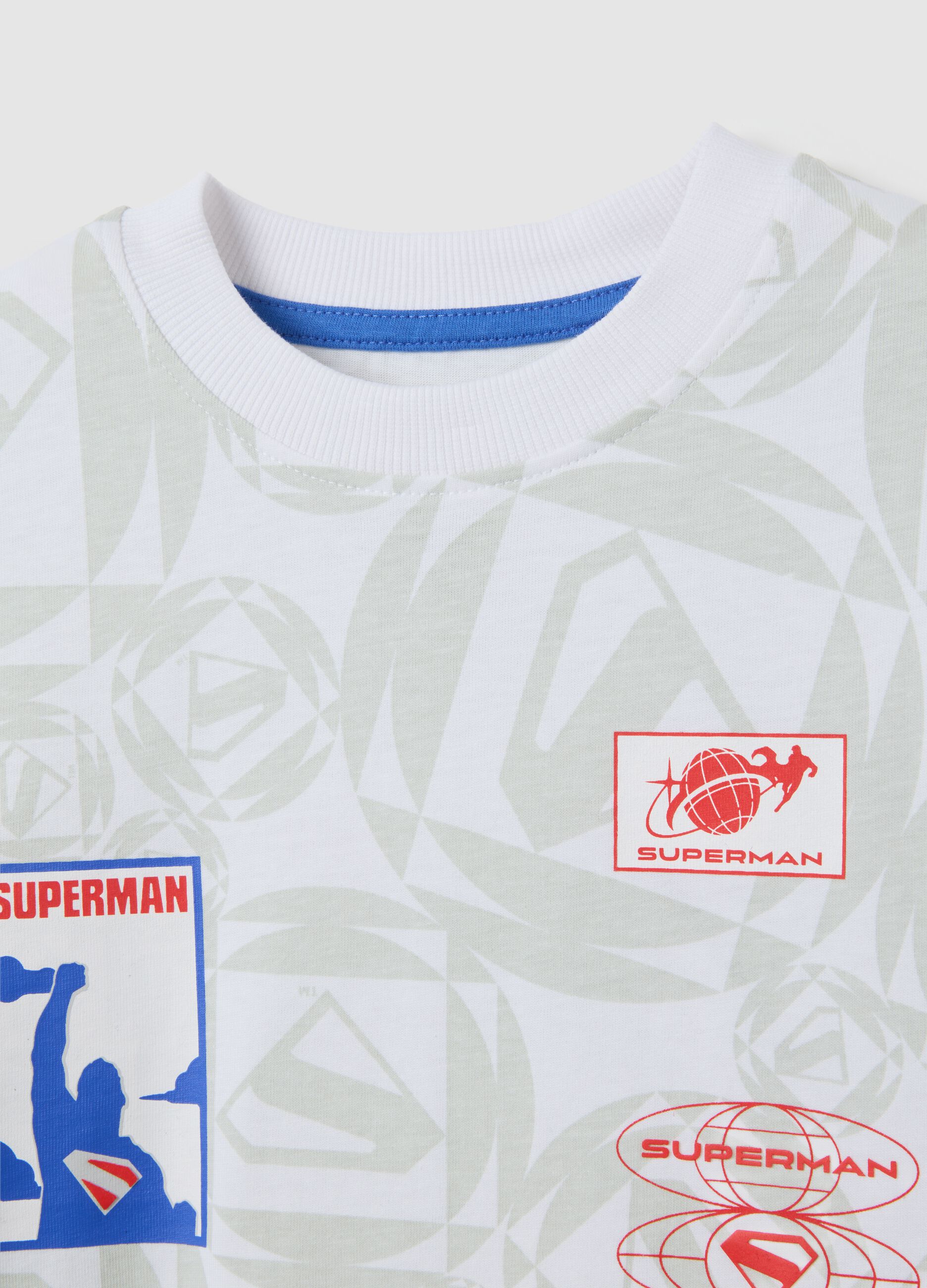 Multicolour pure cotton children's T-shirt with Superman print