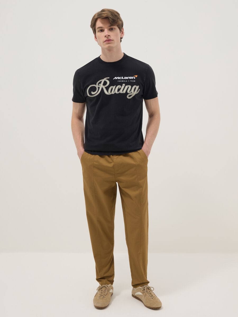 Black pure cotton regular fit t-shirt with McLaren print_1