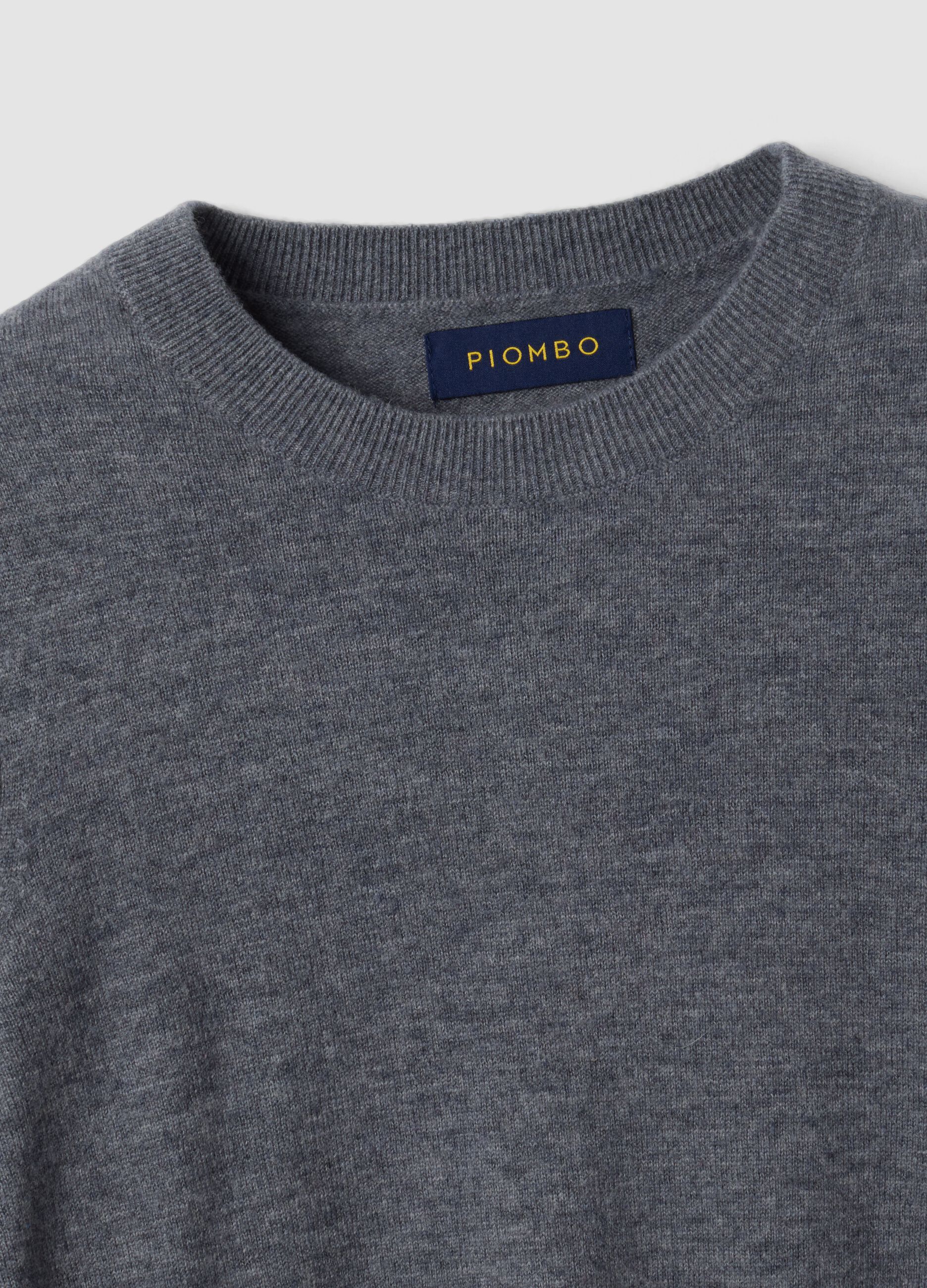 Grey pure wool crew-neck jumper
