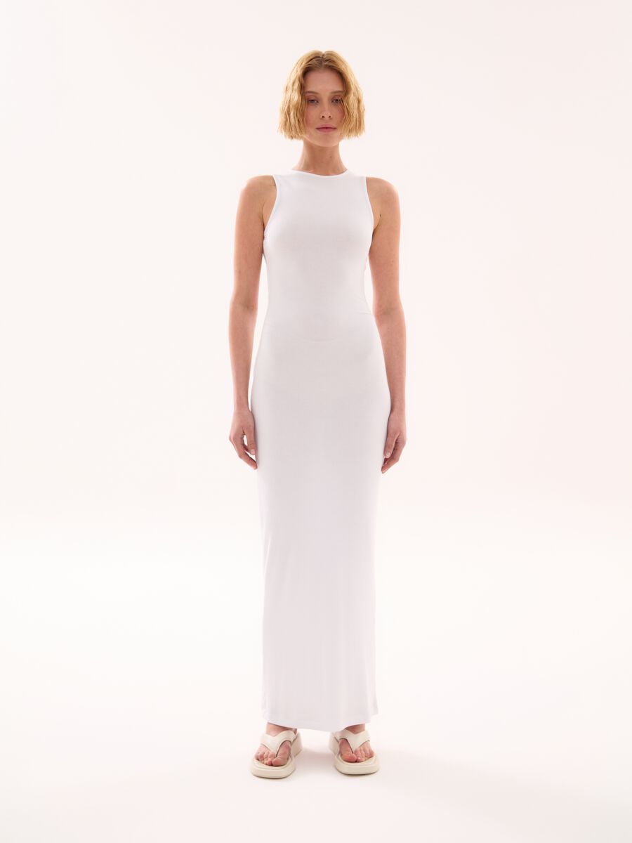 Long Shape Dress White_0