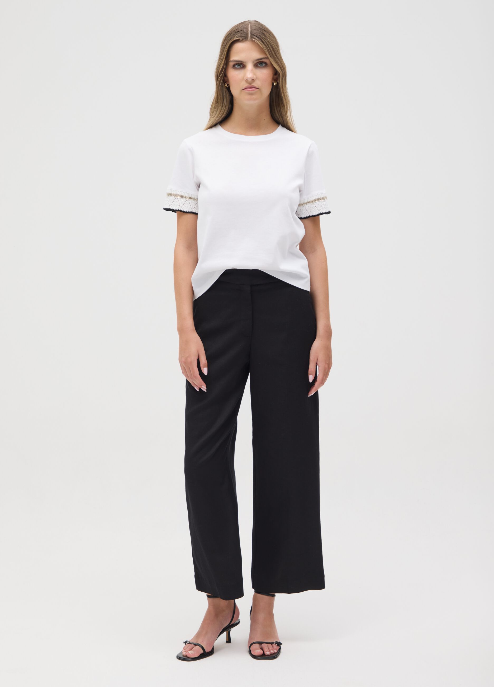 T-shirt da donna in puro cotone bianca regular fit