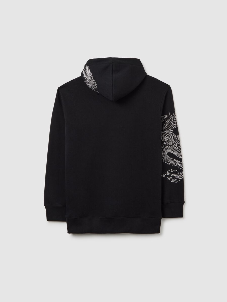 Black Hoodie with Dragon Details_4