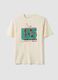 White pure cotton Peanuts print T-shirt, relaxed fit_4