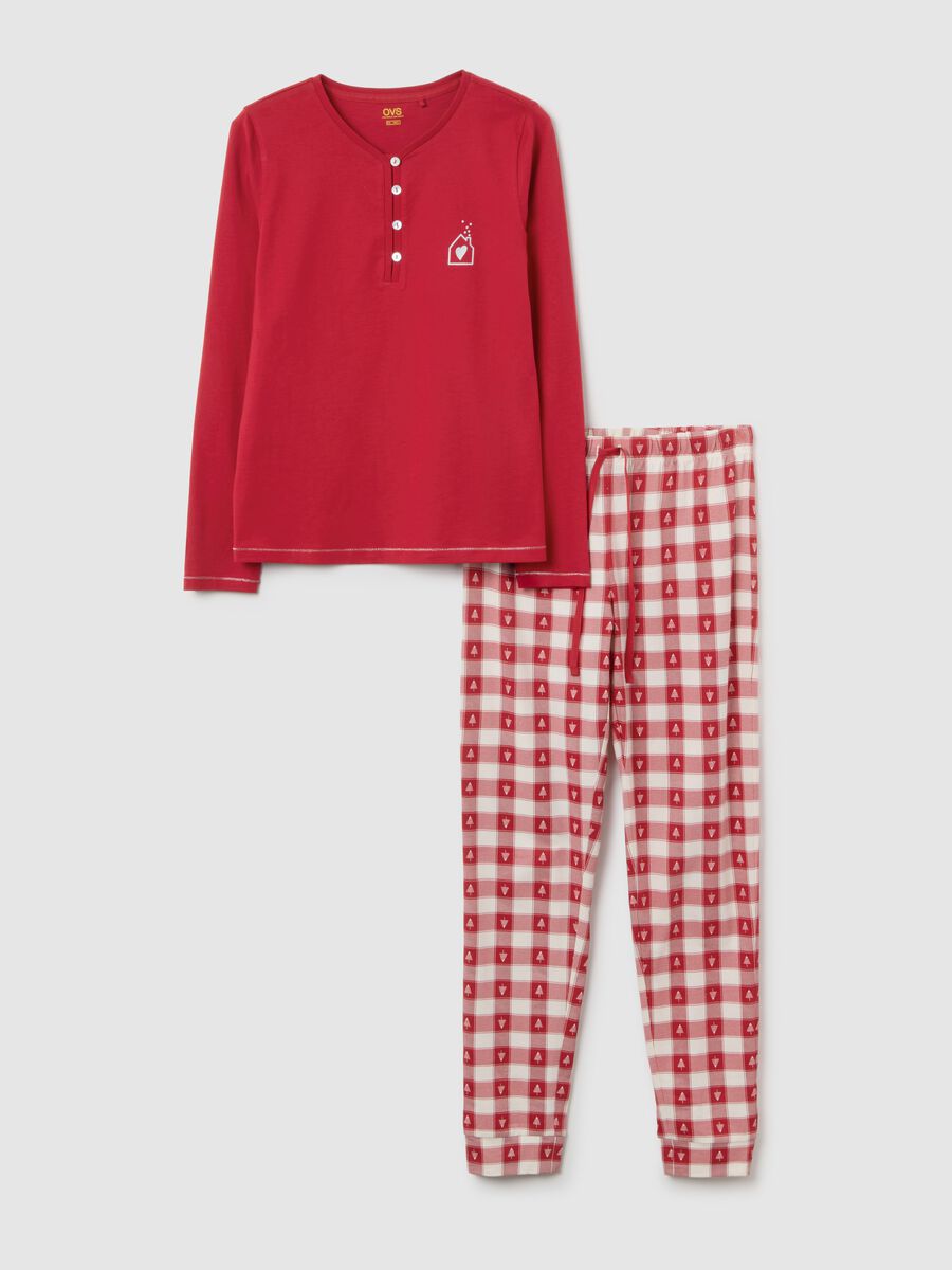 Multicoloured check Christmas pyjamas in pure cotton regular fit_4