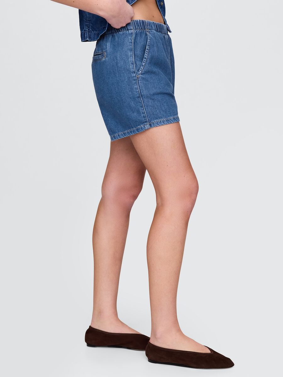 Shorts in denim con elastico in vita_5