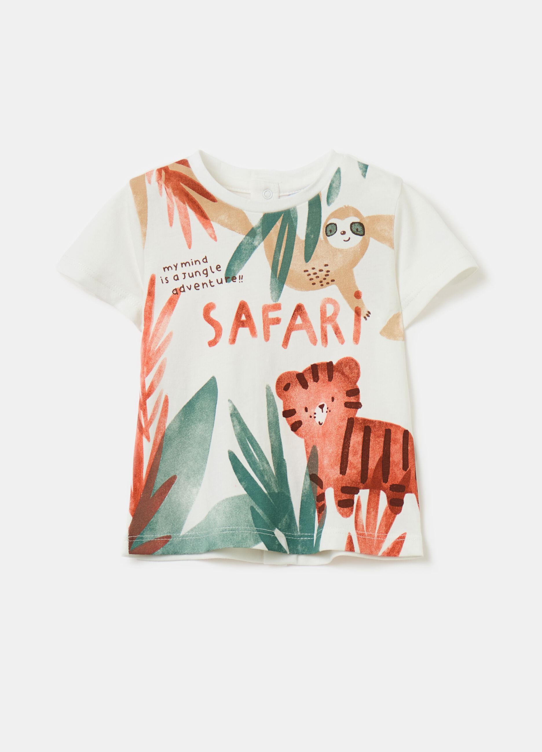 T-shirt in cotone bio con stampa savana