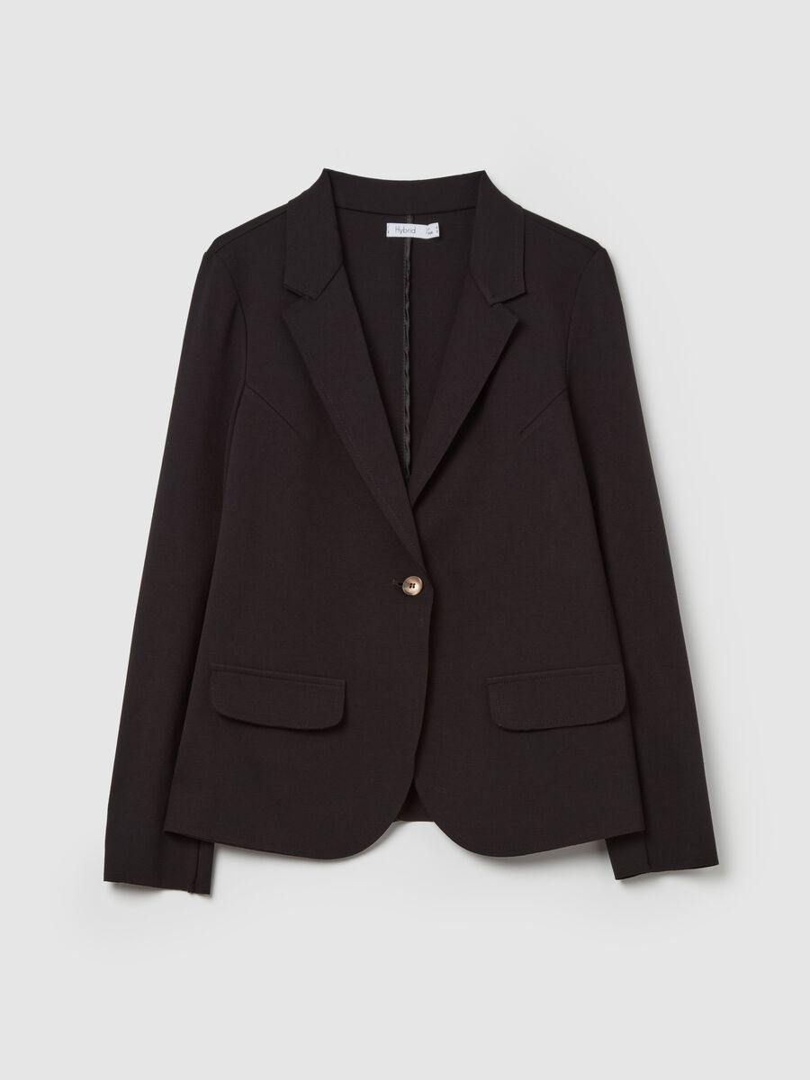 Solid colour single-breasted blazer_1