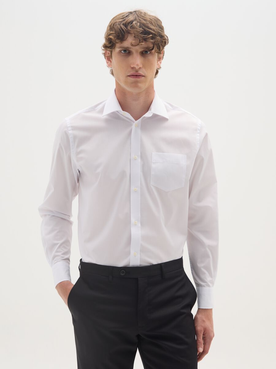 White Regular Fit Easy Iron Shirt_0