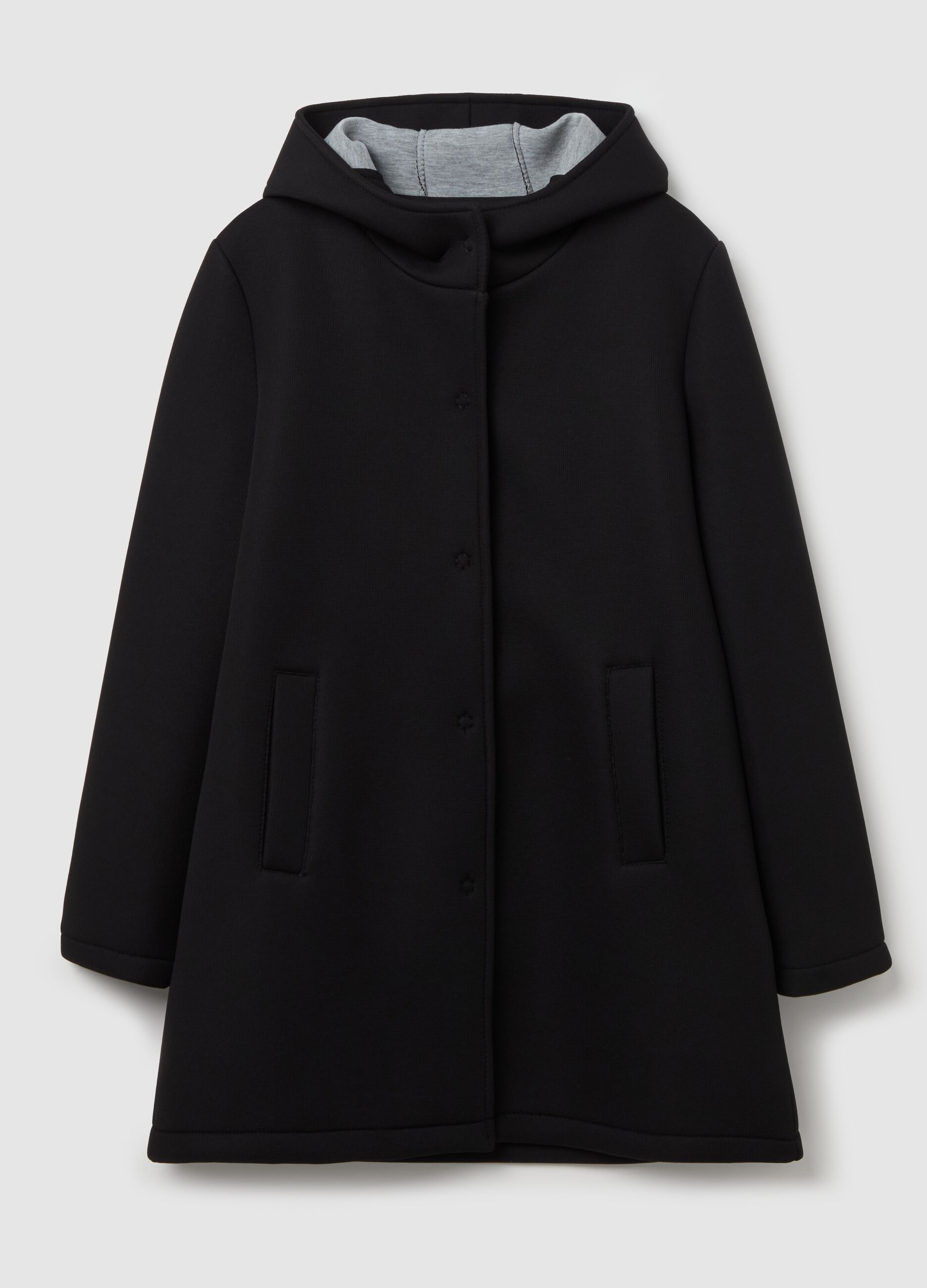 Long jacket with buttons and hood