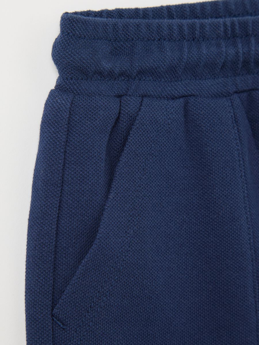 Blue shorts in cotton and viscose with drawstring_2