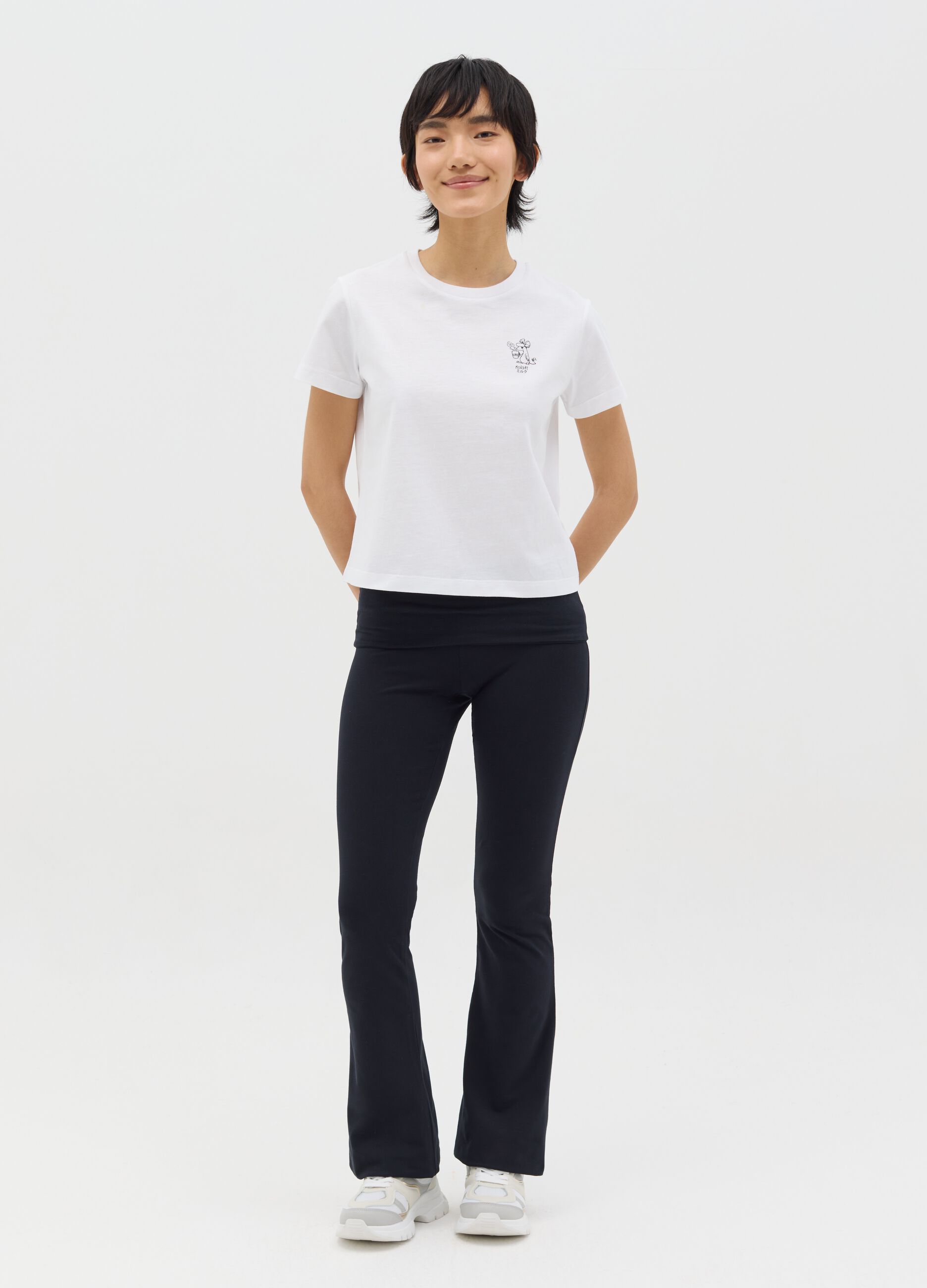 White boxy-fit T-shirt in cotton
