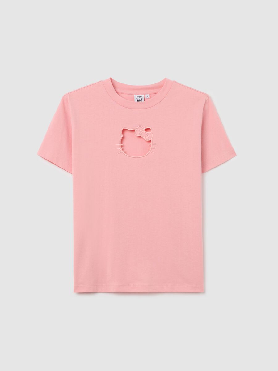 Pink T-shirt in cotton with Hello Kitty embroidery_4