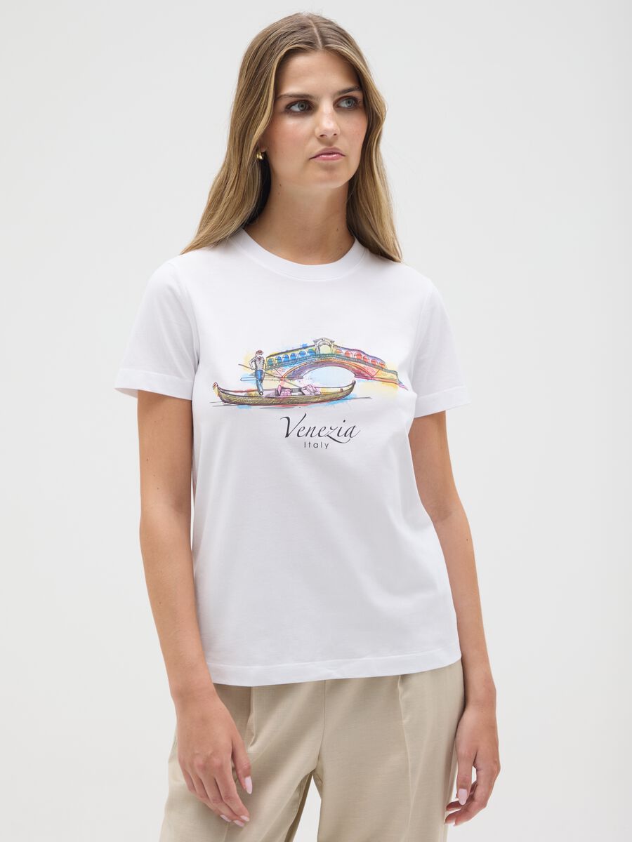 Women's pure white cotton t-shirt regular fit_0