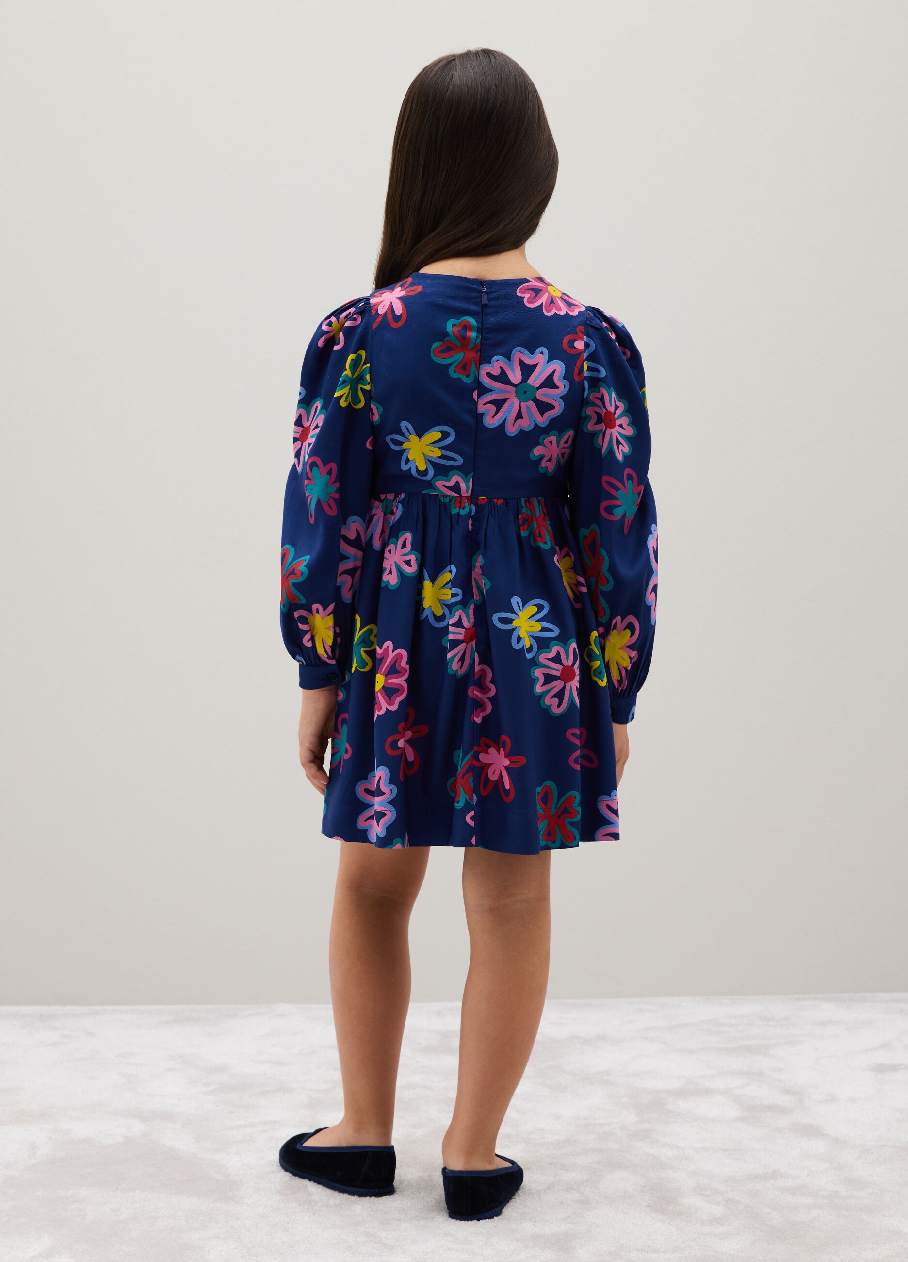 Girls' dress in pure multicolour viscose regular fit