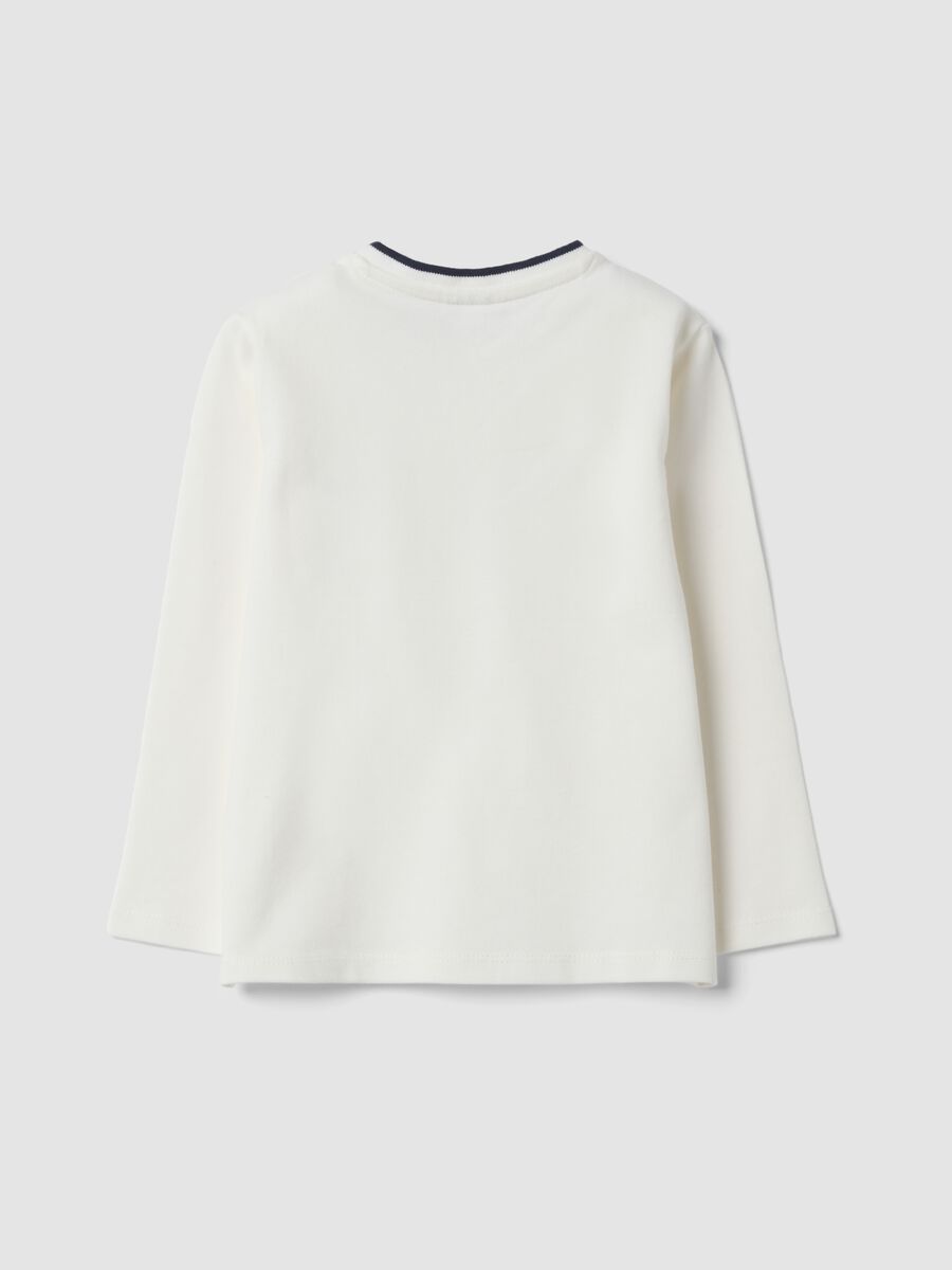 White crew-neck T-shirt in organic stretch cotton_1