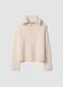 Maglia beige in lana elasticizzato Half zip_0