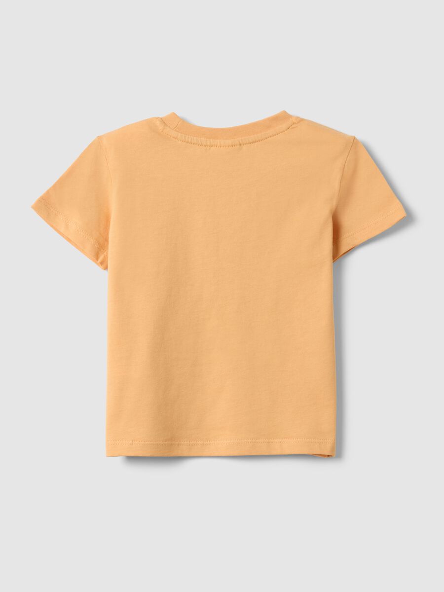 Regular fit orange pure cotton t-shirt for children with print_1
