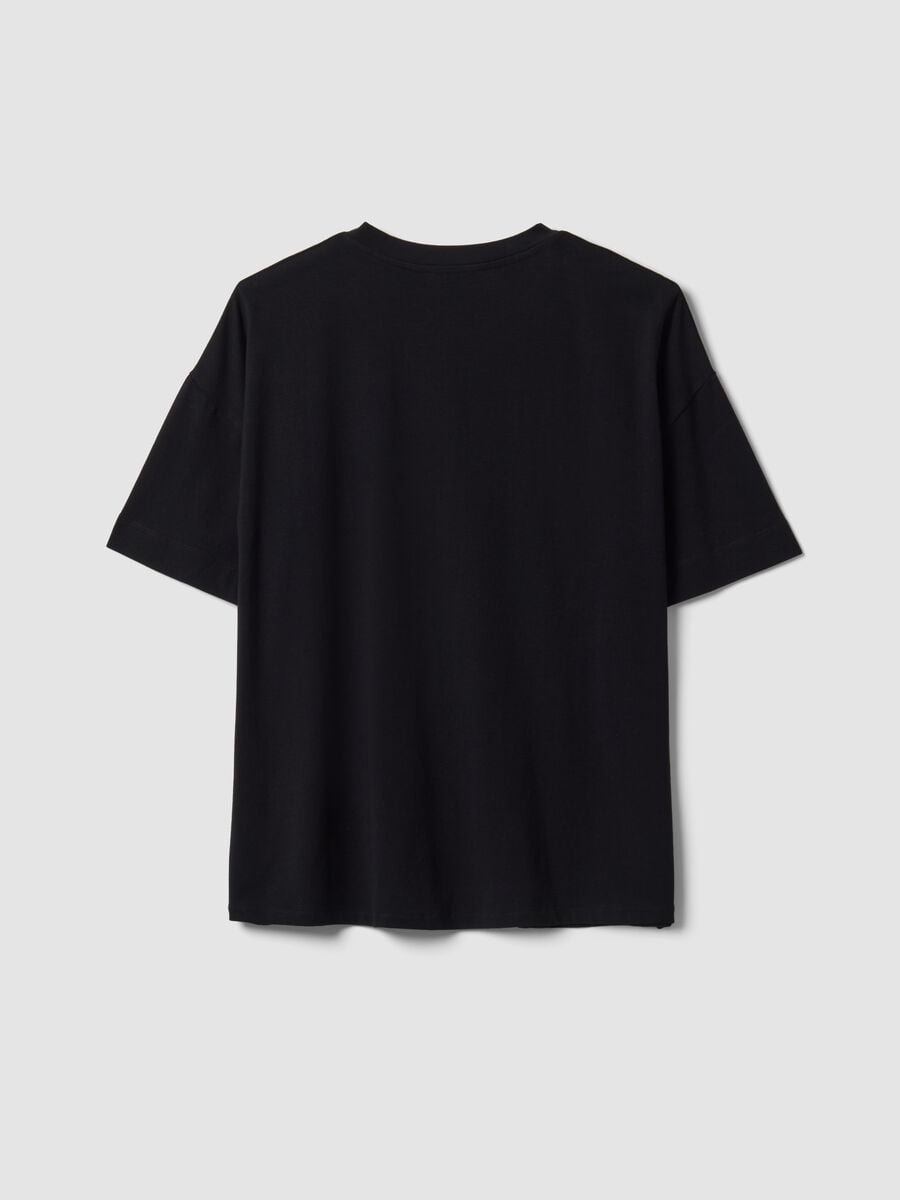 T-shirt girocollo nera in misto cotone e modal elasticizzato regular fit_5