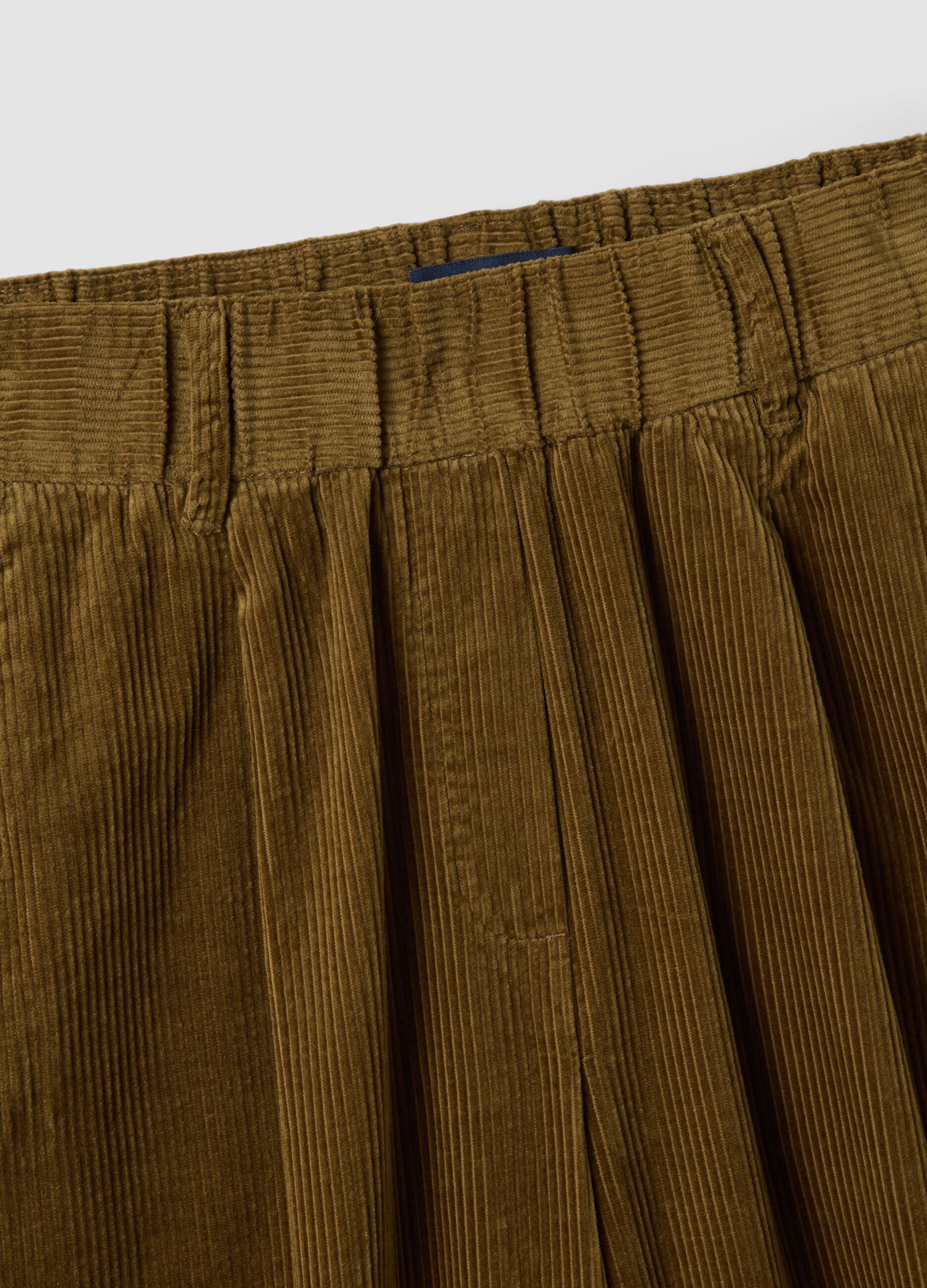 Pantaloni verdi in puro cotone a coste regular fit