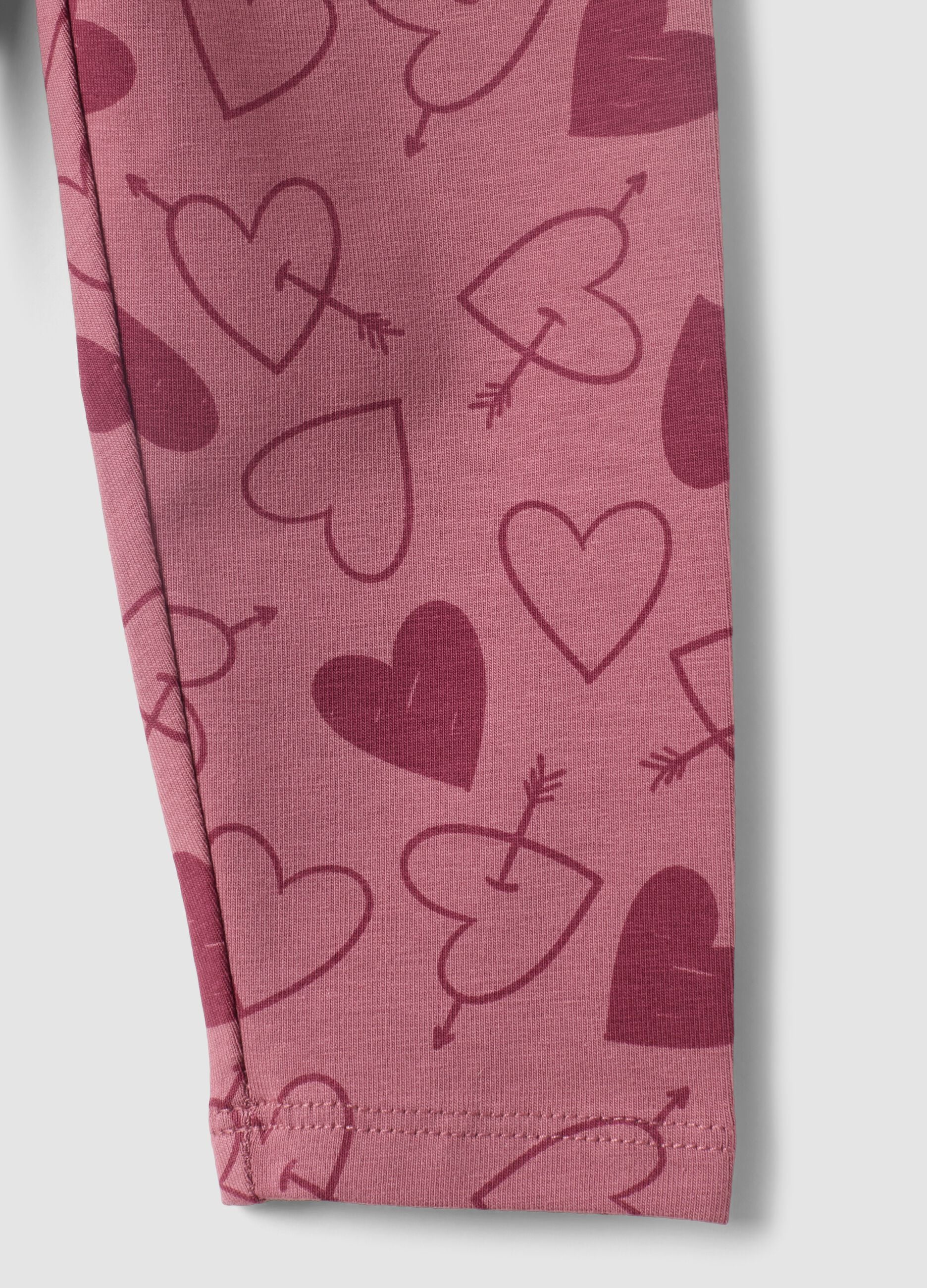 Leggings viola in misto cotone organico con fantasia animalier per bimba