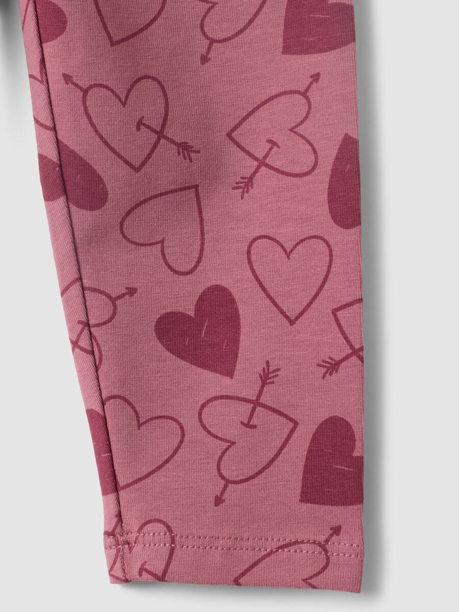 Leggings viola in misto cotone organico con fantasia animalier per bimba_3