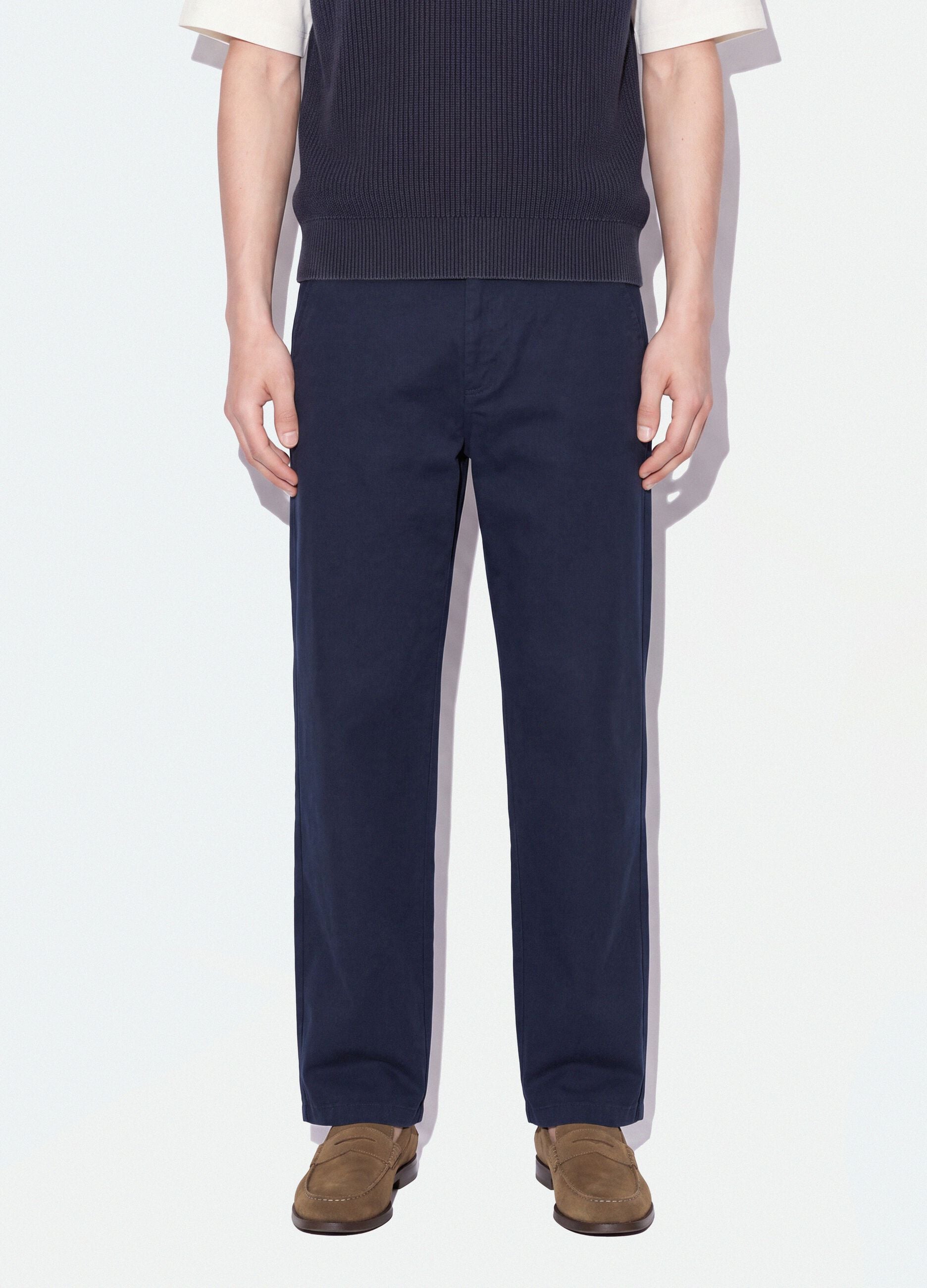 Pantaloni chino blu in puro cotone barrel fit