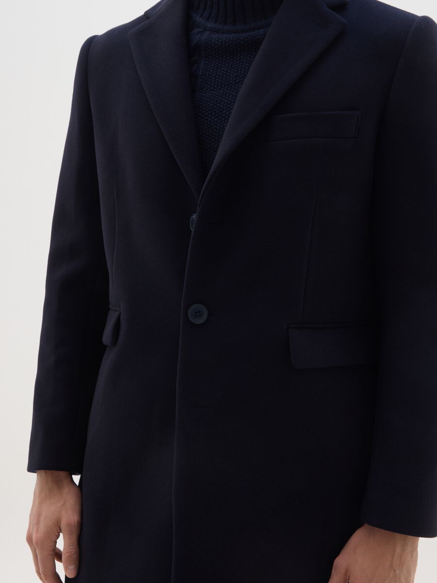 Blue Regular Fit Coat with Buttons_3