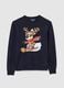 Blue Cotton Blend Sweatshirt Regular Fit with Christmas Print_4