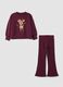 Purple pure cotton tracksuit with ribbed collar and print, oversized fit_0