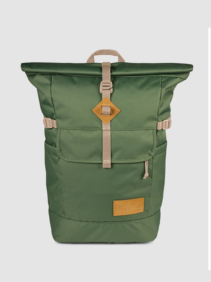 Zaino verde arrotolabile con tasche_0