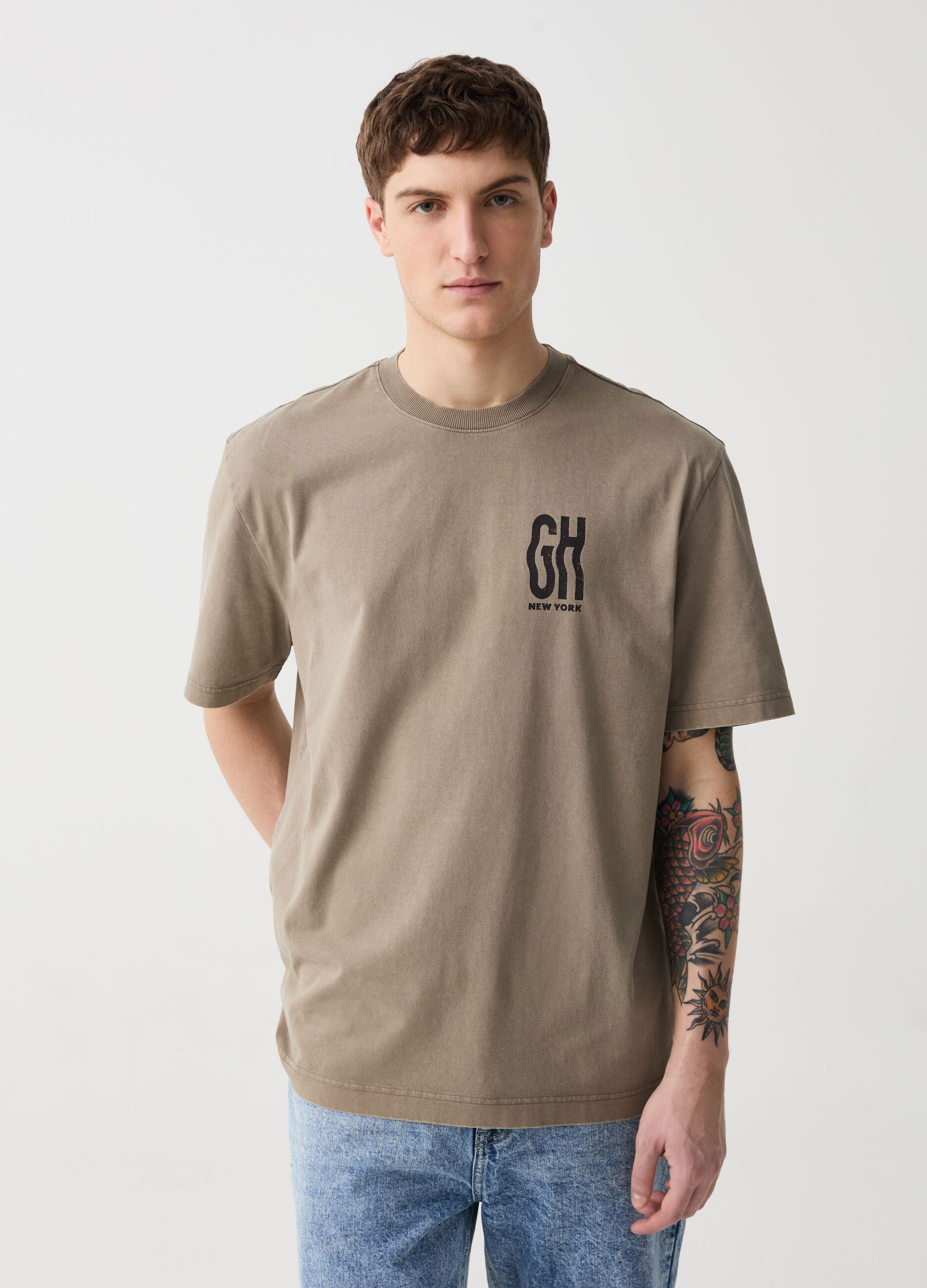 Cotton T-shirt with logo print