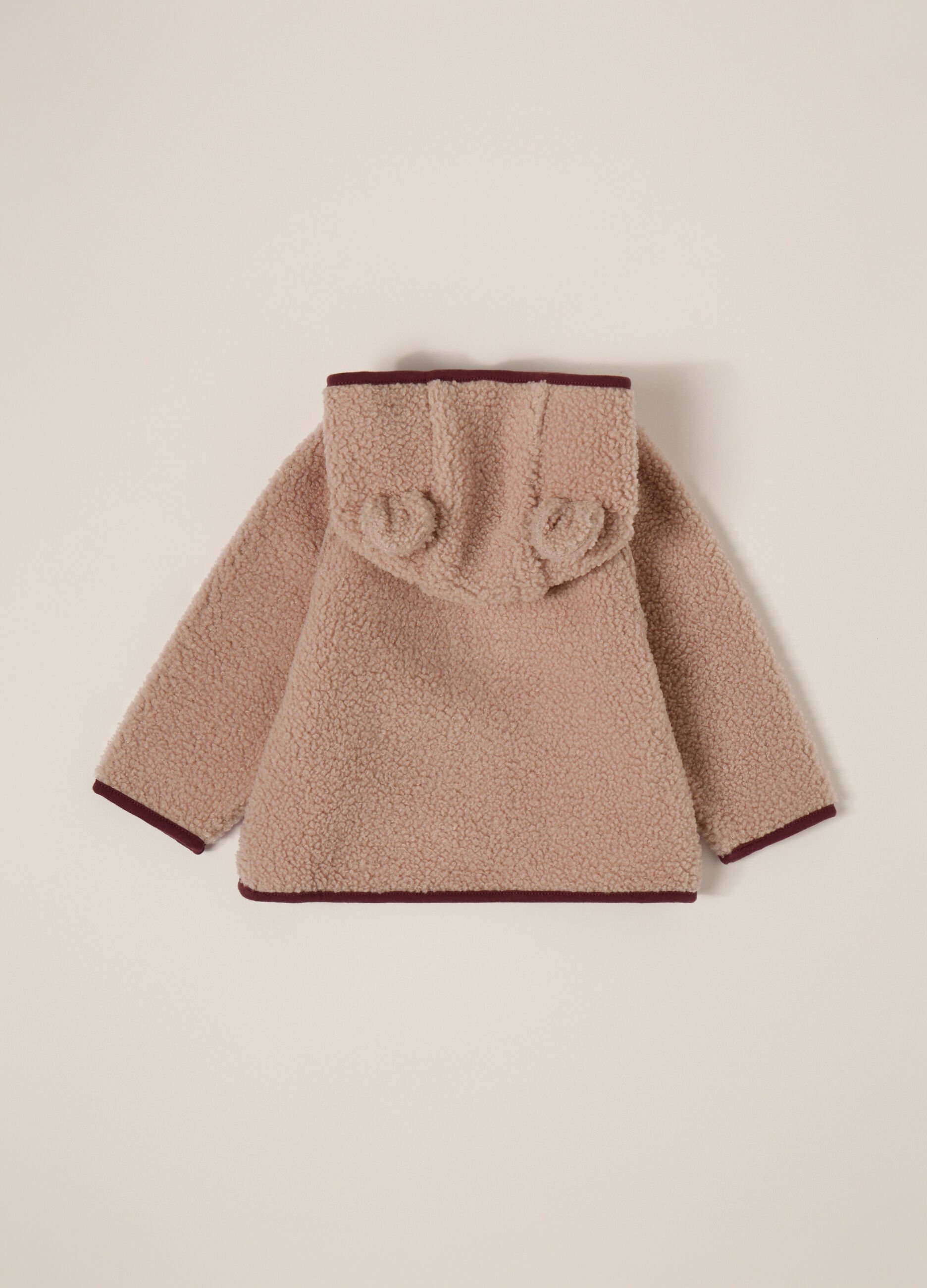 Beige Sherpa Jacket with Hood
