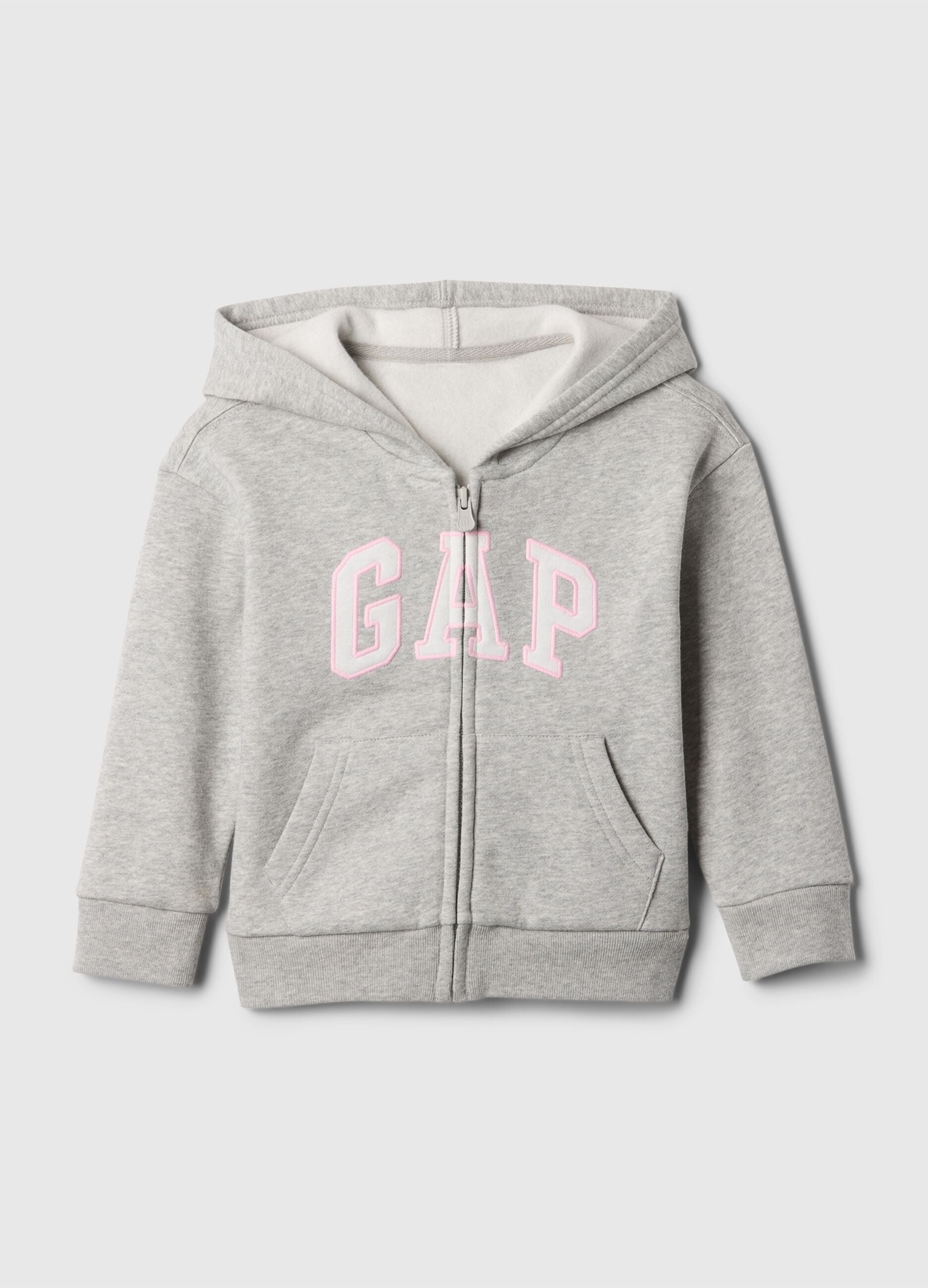 Felpa grigio chiaro con cappuccio in misto cotone con logo GAP