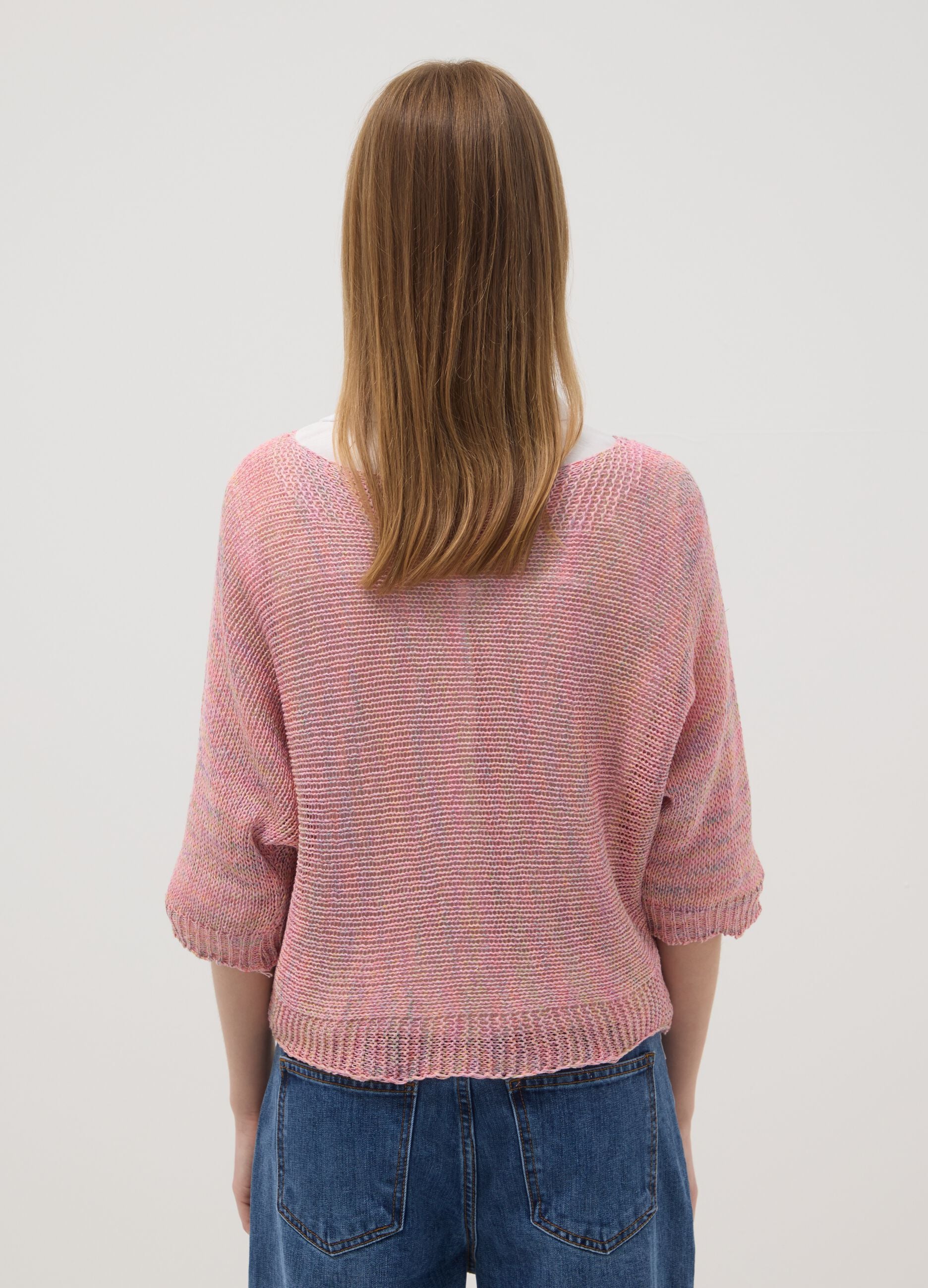Pink viscose-blend knit top